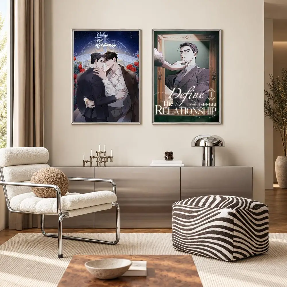 Romantic BL Manhwa Define the Relationship Poster Self‑Adhesive Waterproof PP Poster Coffee Bar Wall Art Home Decor