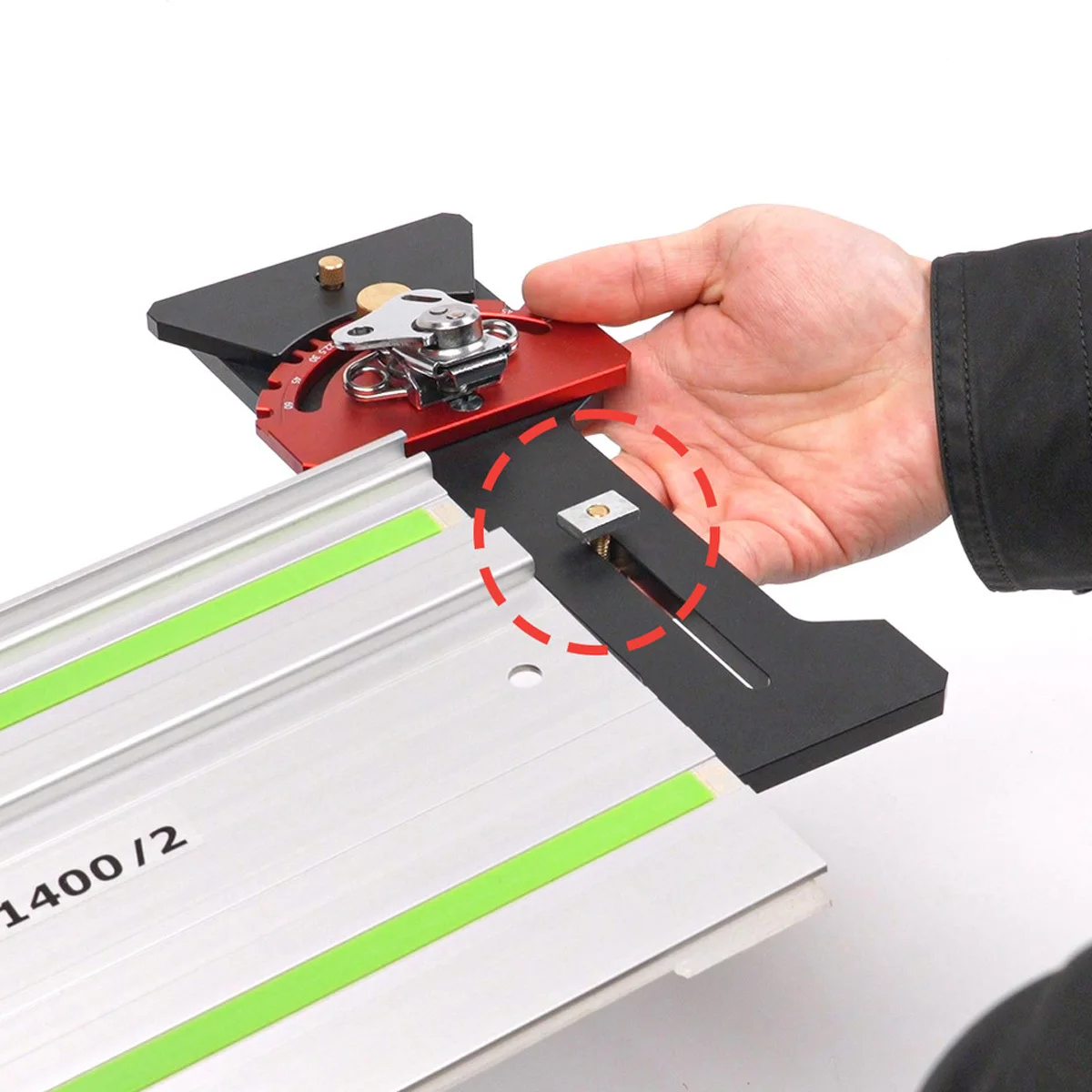 1pc Woodworking Track Saw Angle Fence Guide 0-180 Degrees Adjustable, Precision Aluminum Alloy Angle Stop for Track Saw Rails