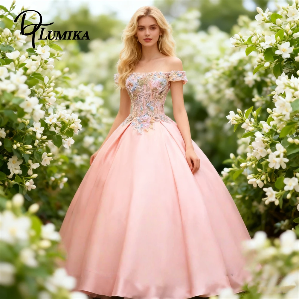 DTLumika Nude Pink Sweet 15-Kleid für Teenager, individuelle Größe, Quinceanera-Kleider mit Blumendetails, Hochzeits-Party-Kleider