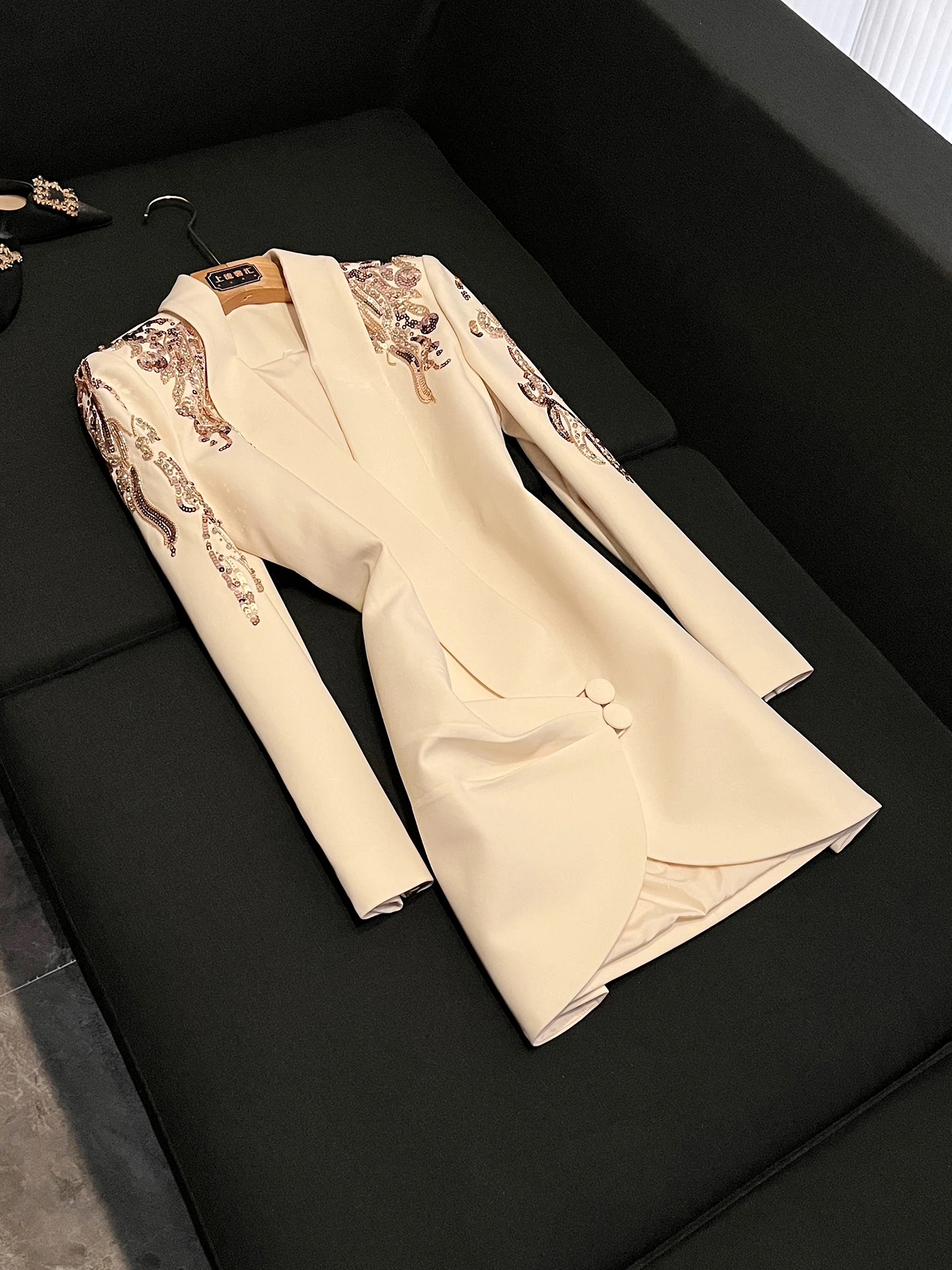 

Summer High-Definition Beaded Diamond Women's Slim Fit Dress Casual Style Mid-Waist Bright Fabric Regular Sleeve City Commute
