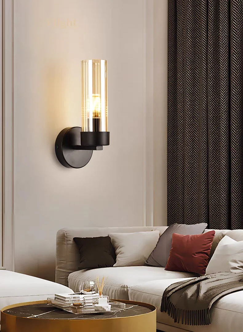 Clear Grey Glass Wall Light Indoor