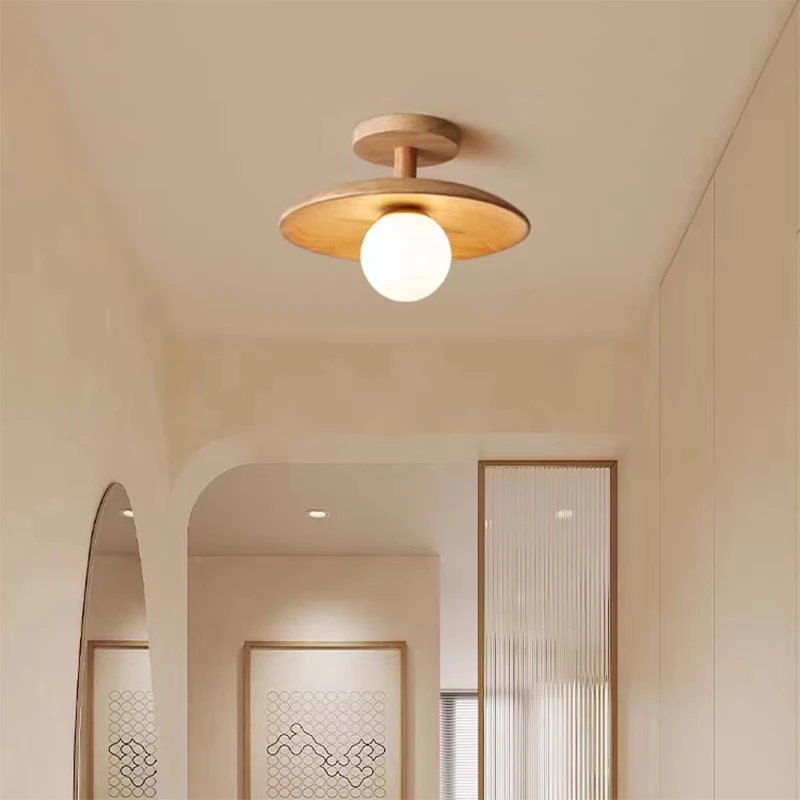 Japanese Wood Ceiling Lights Corridor Aisle LED Lighting Nordic Simple Balcony Porch Cloakroom Log Ceiling lamp Luminaires