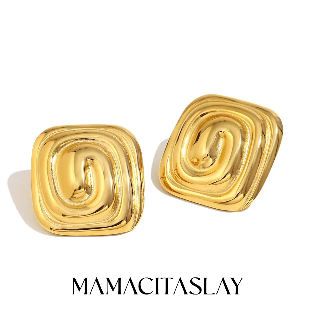 MamacitaSlay 316L Edelstahl Vierkantfaden Ohrstecker Party Klassisch Wasserdicht Schmuck Damen Charm Statement Ohrringe