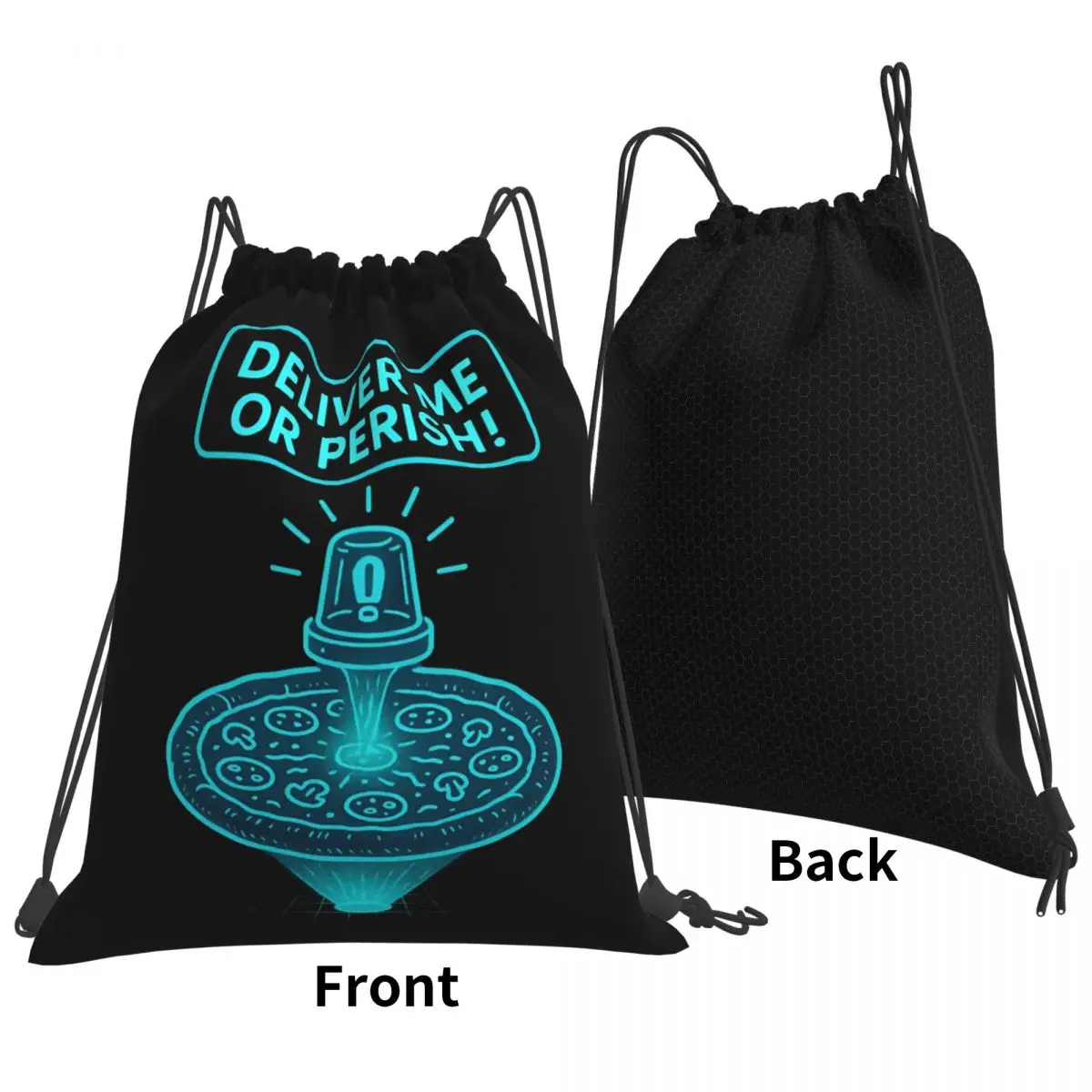Space Galactic Pizza Emergency Backpacks Portable Drawstring Bags Sports Bag Book Bags for Man Woman Students