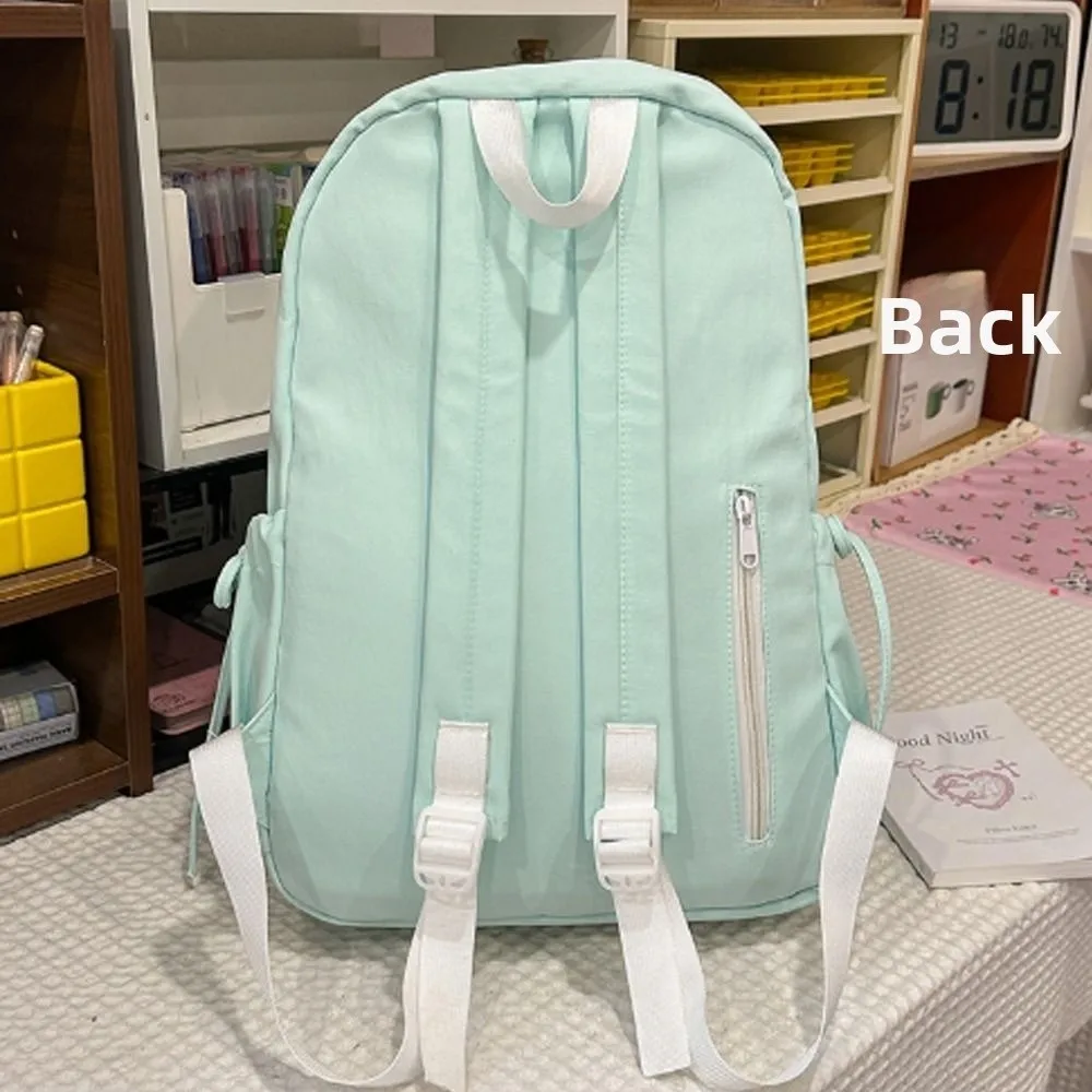 Stylish Large Capacity Student Schoolbag Bowknot Design Soft Nylon Preppy Knapsack Lightweight Lace Bow Backpack For Women Girls
