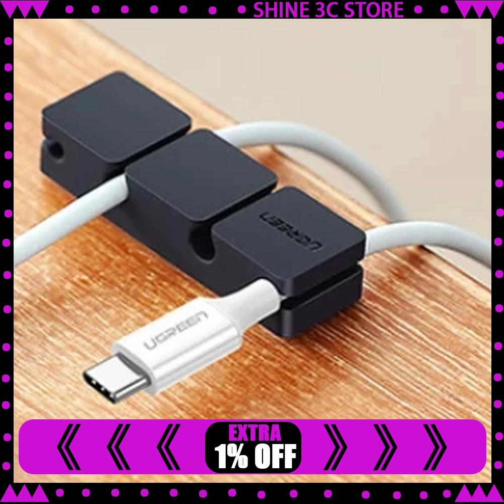 UGREEN 70585 Cable Organizer 6-Slot Soft Silicone Desktop Cord Holder for Data Cable Management