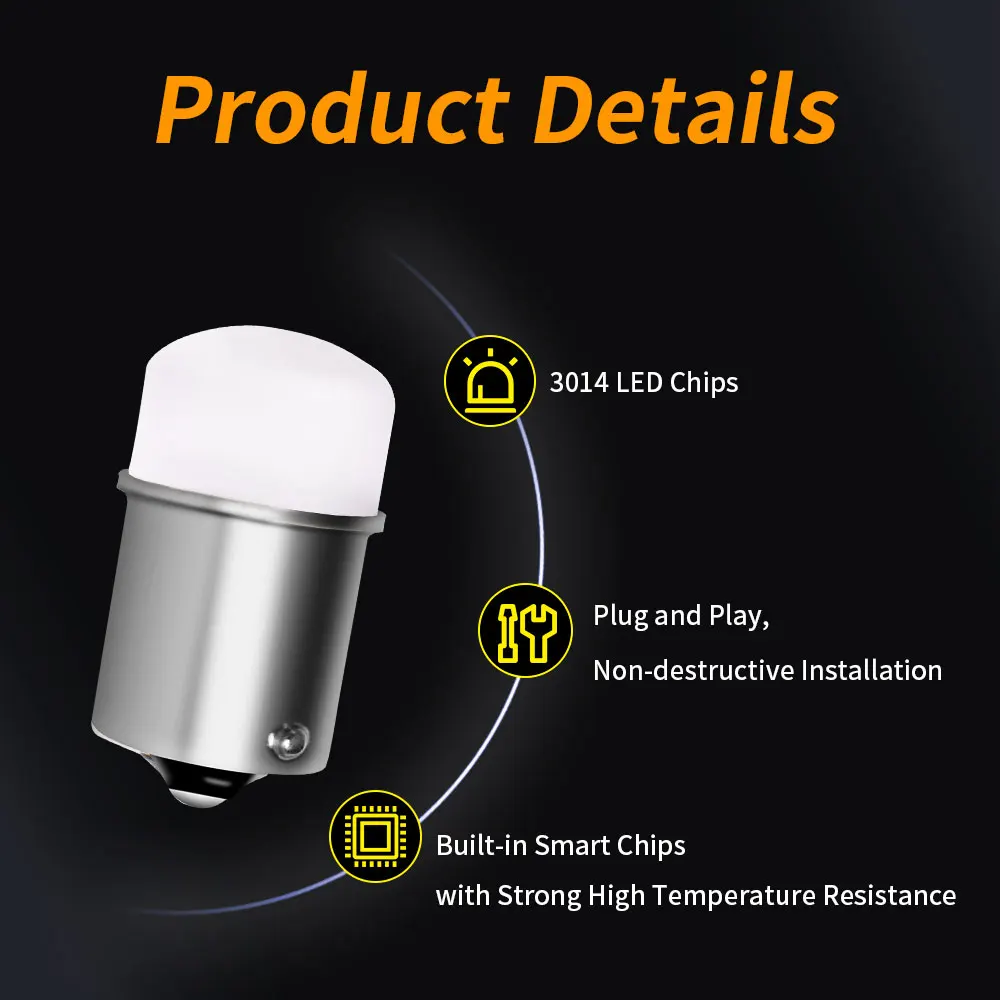2pcs 1156 P21W P21 5W 1157 BA15S BAY15D 2Pcs 3014 Chips Super Bright 12V/24V LED Car Bulbs Brake Stop Parking Turn Signals Bulbs