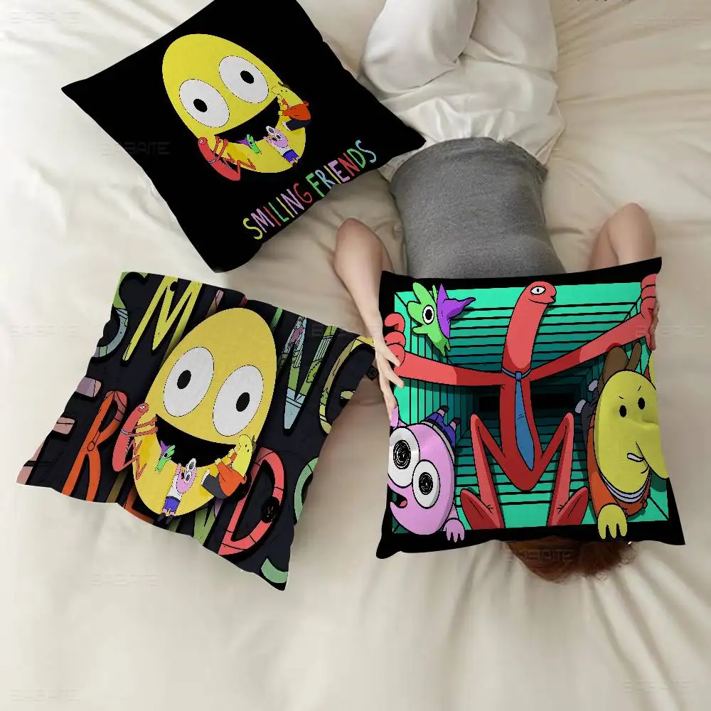 

S-Smiling Friends мультфильм персонализированная картина текст домашние декоративные подушки подарки для дома 45x45 см