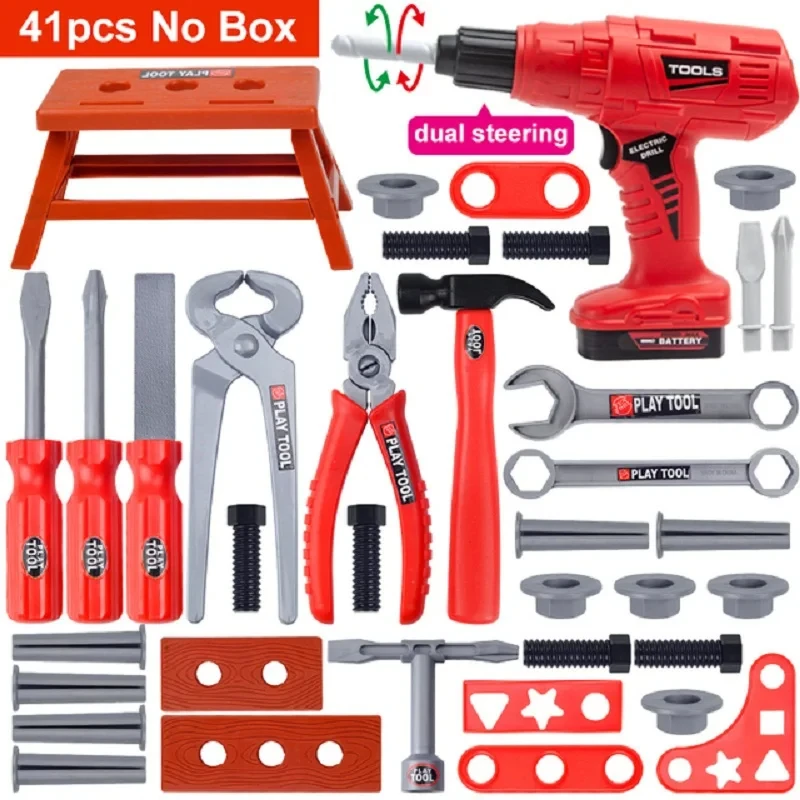 Kinder-Reparatur-Werkzeugkasten-Spielset, Simulierte Ingenieurwerkzeuge mit Bohrer, Lehrreiches Rollenspiel-Geschenk für Jungen