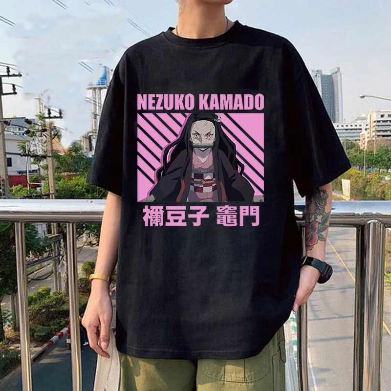 Funny Anime Kamado Nezuko Printing T-Shirts For Women Summer Tee Shirt Femme Casual Short Sleeve Round Neck Tops T-Shirts