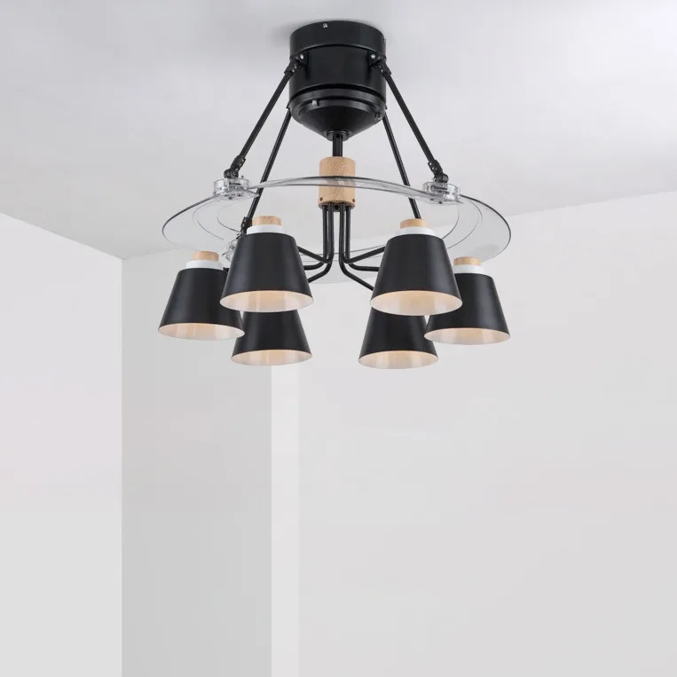 Nordic ceiling fan light  living room  dining room ceiling fan bedroom home with light remote control mute