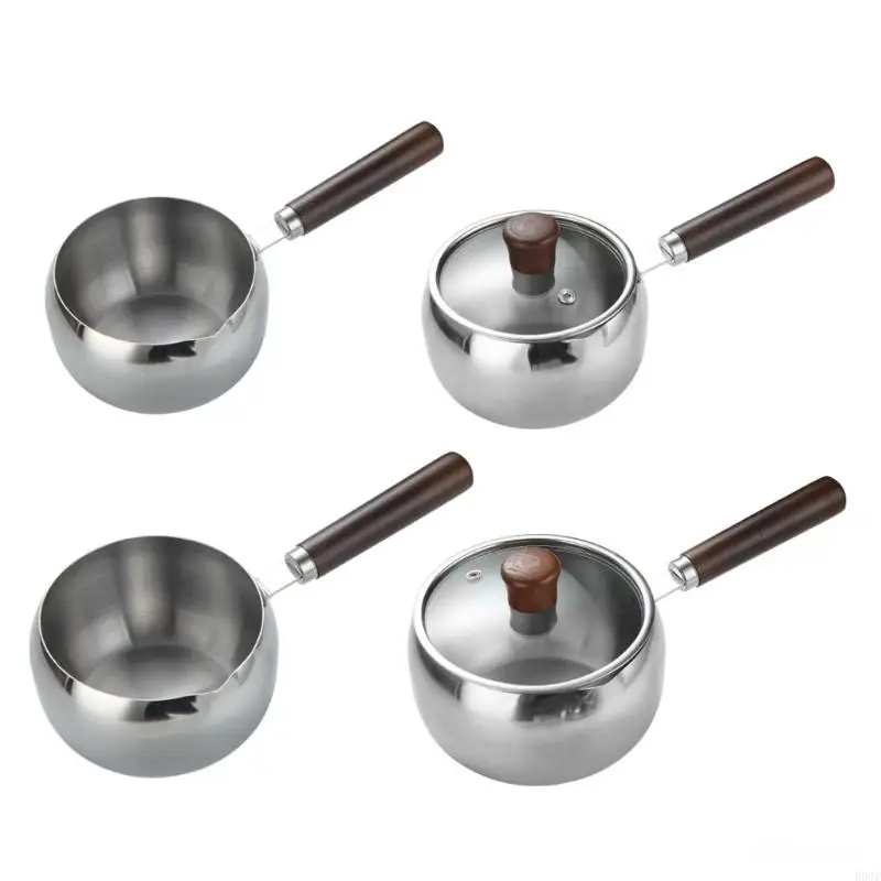 

Small Stainless Steel Saucepan With Wooden Handle Perfect For Melting Butter And Heating Milk Kitchen Gadget B03E