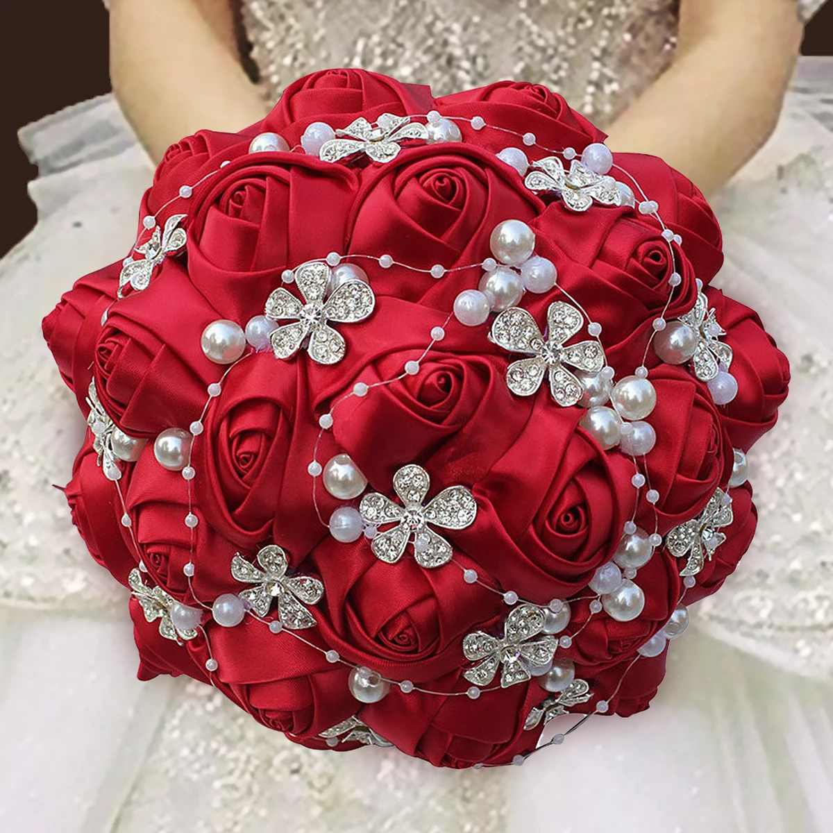 Factory Wholesale Customized 5 Piece/lot Bridal Wedding Bouquets Handmade Artificial Flowers Bridesmaids Wedding Bouquets W224-4