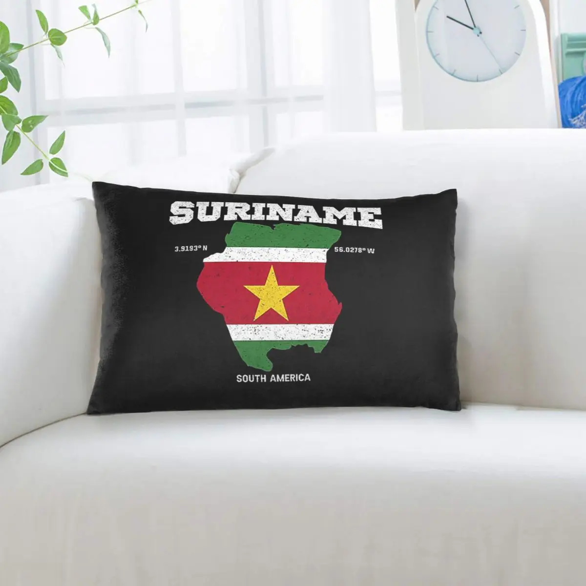 Surinamese Flag And Map Rectangle Pillowcase Cushion Cover Decor Bedroom Bed Home Comfort Throw Pillow