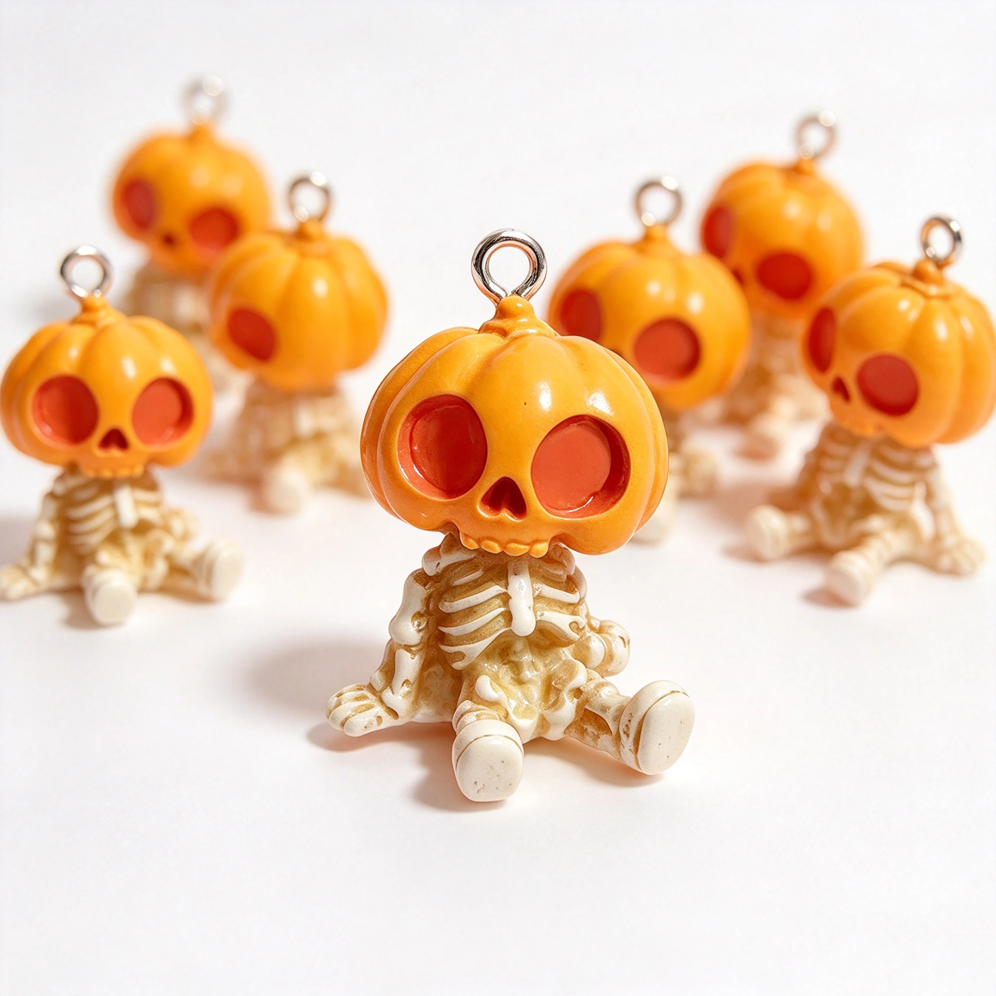 1/2PCS Halloween 3D Pumpkin Skull Resin Pendant DIY Keychain Earrings Necklace Pendant Accessories
