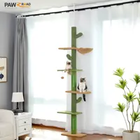Árbol para gatos de 5 niveles, torre para gatos de piso a techo, árbol trepador alto de Cactus con poste rascador, hamaca, bola colgante para gatos de interior