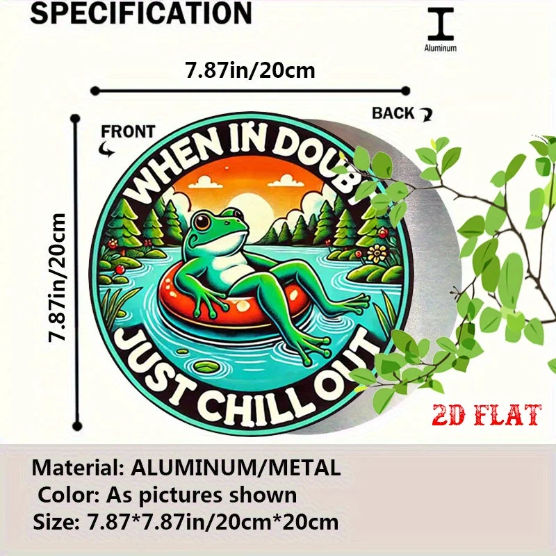 2D Flat 1pc Nature Harmony Round Aluminum Sign, Lake Environment Round Aluminum Sign, Sunset Scenery Metal Sign