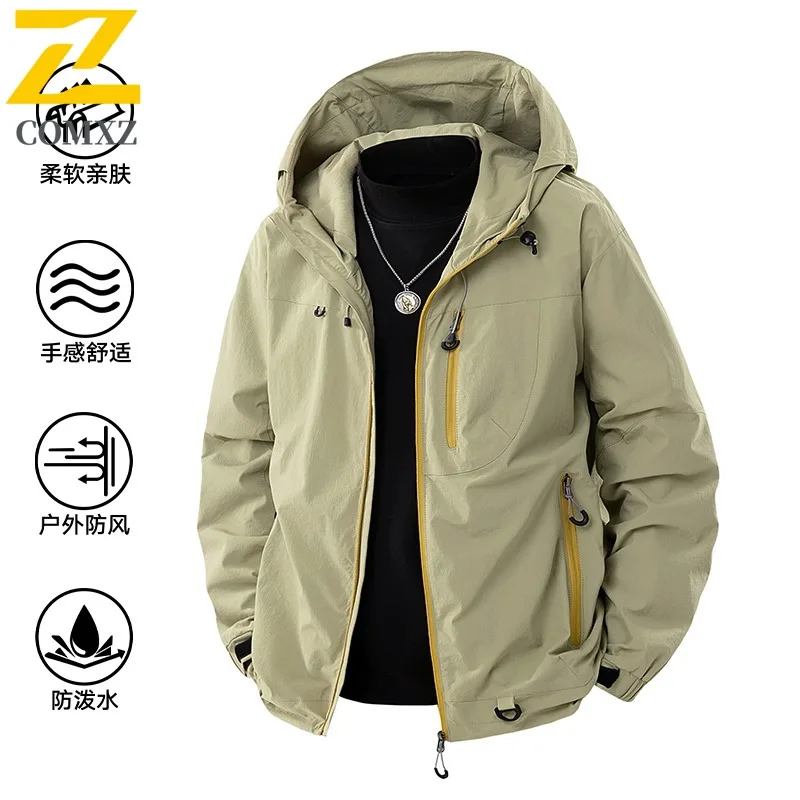 

COMXZ 2025 Hot Sale 3D Pattern Mountain Rain Storm Outdoor Hiking Waterproof Jacket Coat Breathable Quick Dry Windbreaker