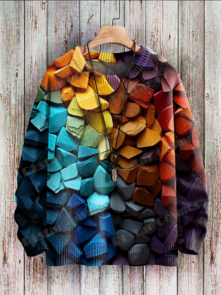 

Multicolor Art & Vintage Cat Fun Art Pattern 3D Printed Men's Knitted Pullover Winter Unisex Casual Knit Pullover Sweater ZZM68