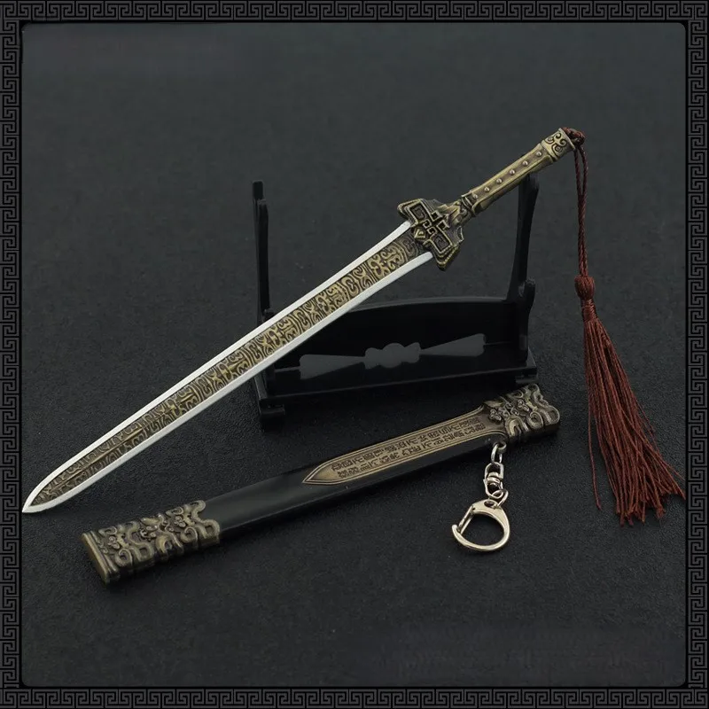 22CM/8,66 pulgadas Naraka: Bladepoint juego periférico espada larga espada Xuanyuan espada artesanal totalmente de Metal con funda espada de juguete modelo regalo