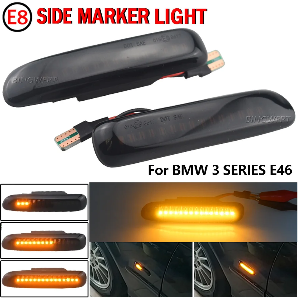 For BMW 3 Series E46 Sedan Coupe Wagon Convertible 1997-2001 Led Dynamic Turn Signal Light Side Fender Marker Sequential Lamp