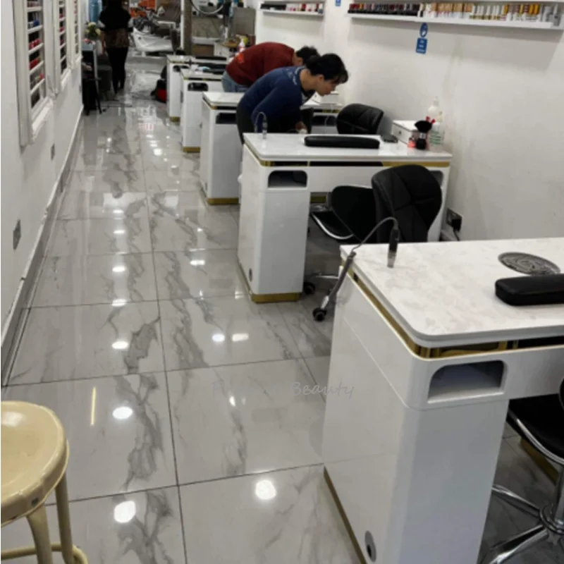 Custom.European Nail Salon الحديثة الرخام أعلى طاولة مانيكير وكرسي مجموعة مع فراغ #6