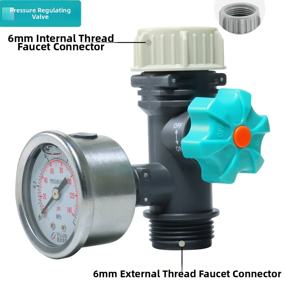 Adjustable Water Pressure Regulator With Gauge For Garden Drip Irrigation System Copper & ABS Gardening Tools Lawn Sprinklers