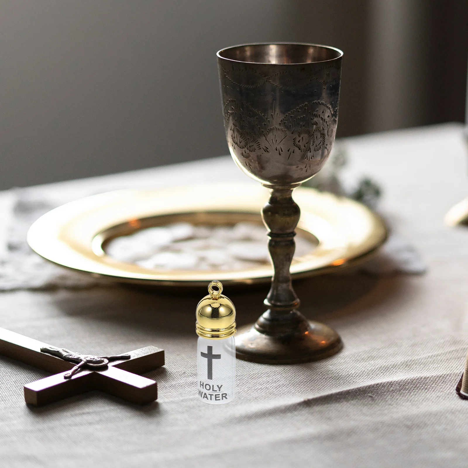 

1pc Holy Water Bottle Glass Acrylic Cross Design Christian Baptism Easter Decor Church Wedding Party Favors Refillable