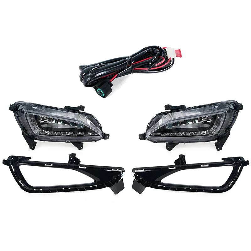 1Pair For Hyundai Tucson 2016 2017 2018 Car Front Bumper LED Fog Lamp Daytime Running Drive Light Foglight Foglamp