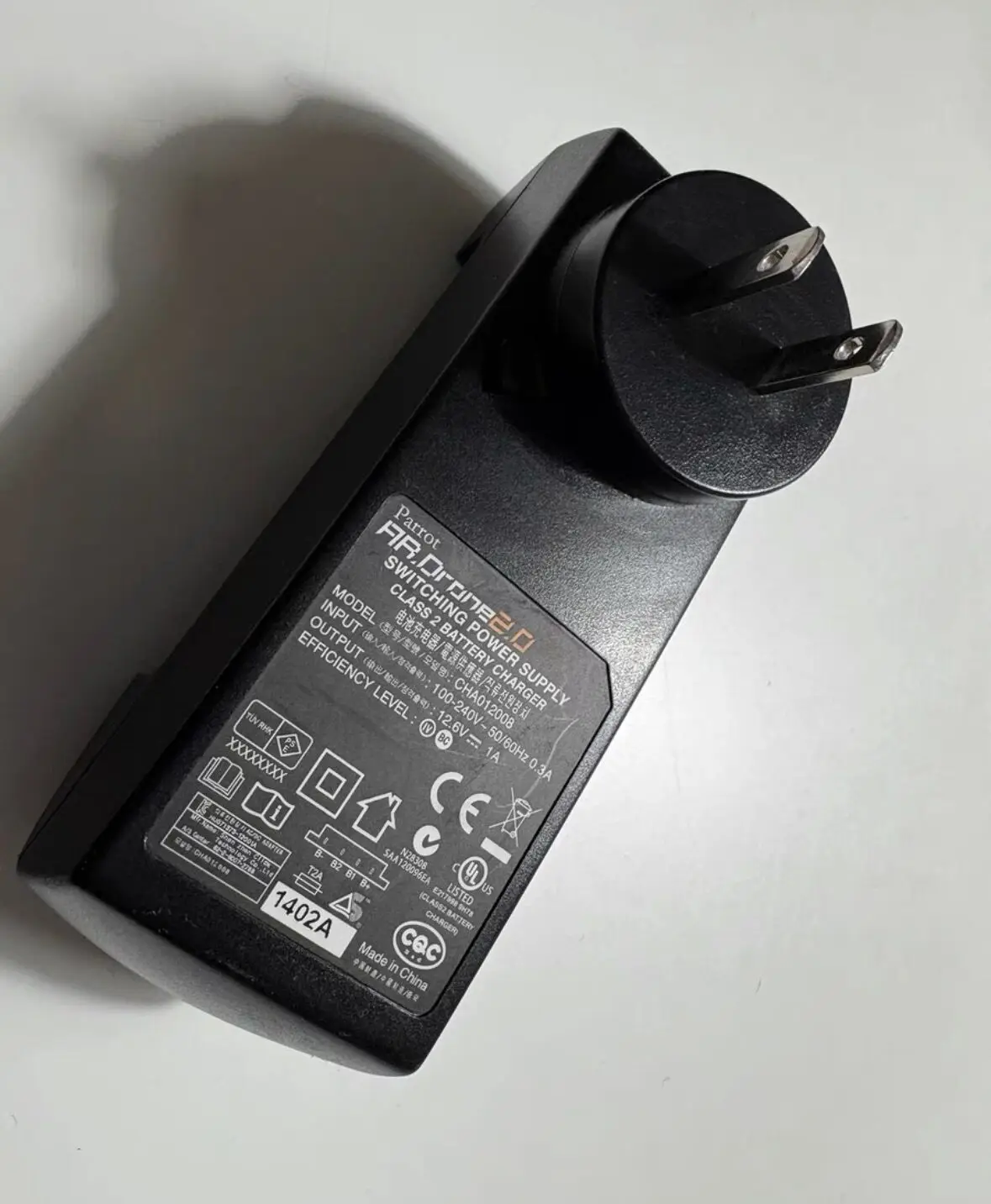 90% new Parrot CHA012008 Switching Power Supply Battery Charger for Parrot AR Car 2.0 100-220V 0.3A AC to 12V 1A DC