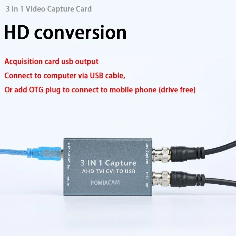 AHD CVI TVI To USB3.0 Multi-signal Acquisition Card 3in1 1080P HD Support Loop Out Supports Software and Hardware Customization