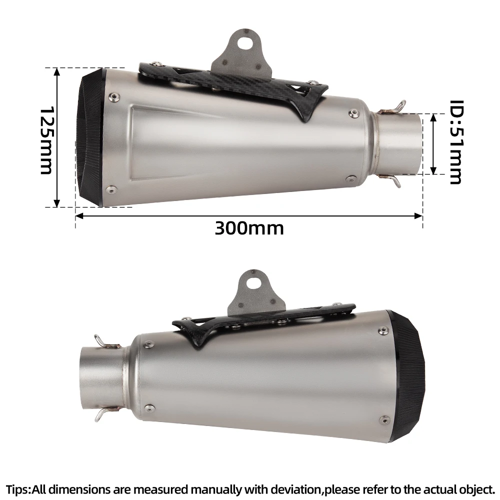SXLL العالمي 51 مللي متر دراجة نارية العادم الهروب دراجة نارية غطاء من ألياف الكربون مع DB القاتل ل RC390 MT07 R15 GSXR600 CBR400R Z4 #2