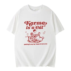 Karma Is a Cat 셔츠, 테일러 뮤직 셔츠, 주변 음악 투어 2023-2024 스위프트 O-넥 반팔 셔츠, 여름