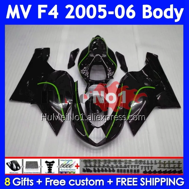 Green black Body For Agusta MV F4 R312 750S 1000 R 750 1000CC 310No.63 1000R 312 1078 1+1 MA MV F4 2005 2006 05 06 Fairing Kit