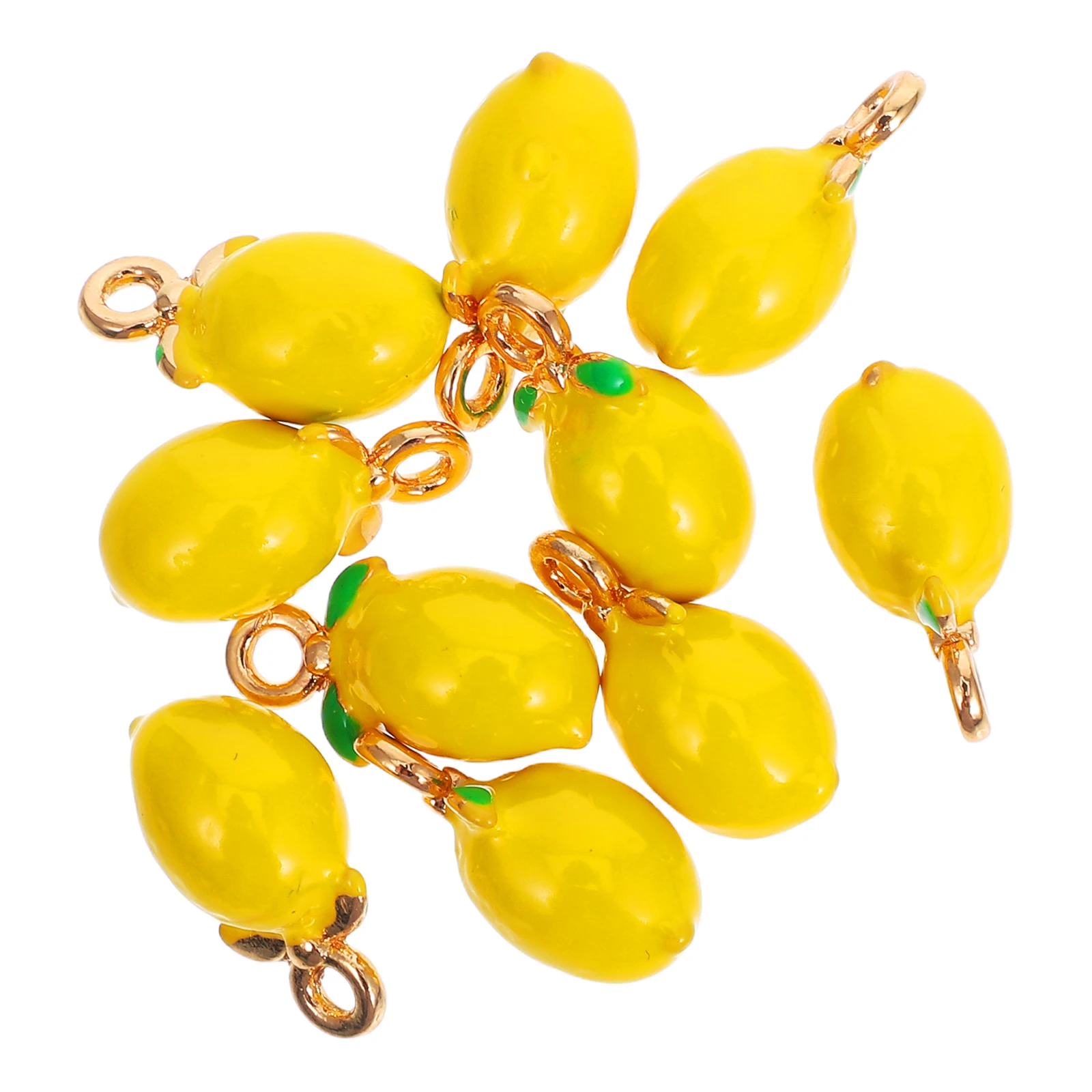

10pcs Lemon Pendant Alloy Enamel Realistic Design Necklace Clavicle Accessories Versatile Use Diy Jewelry Making Charms Hanging