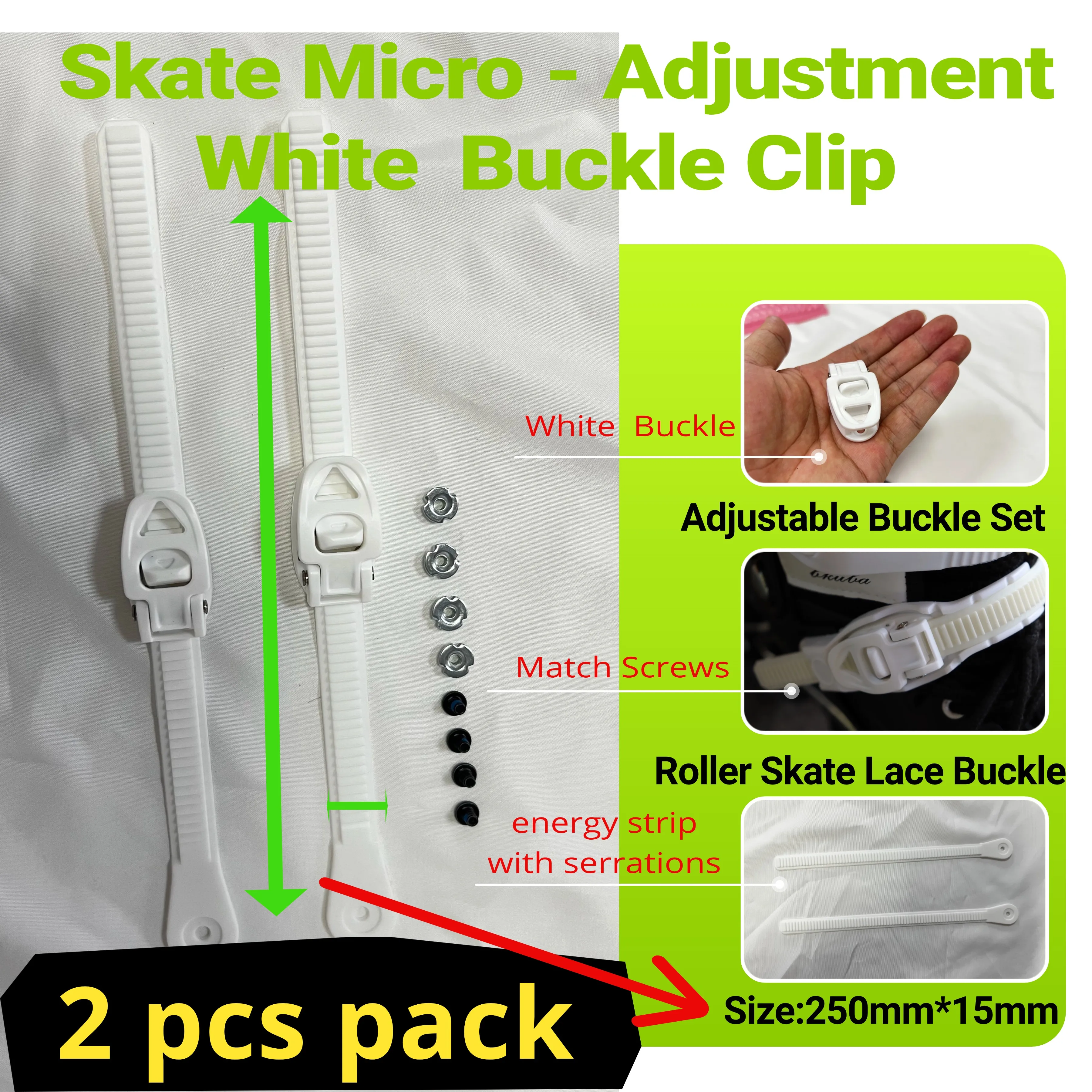 

2 sets 250mm Serrated Strips with Micro-Adjustment Clips Spider Metal White Plastic Buckles for Secure Fastening,Matching screws