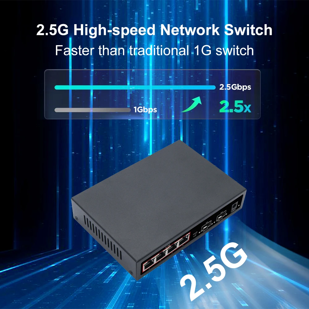 Imagem -02 - Kuwfi-poe Switch de Rede com Porta Sfp Mdi Mdix Vlan para Câmera ip Cctv Ieee802.3af at 2.5g Port 10g