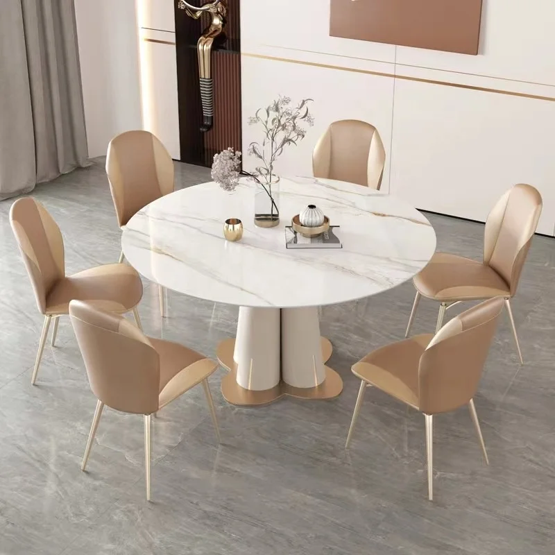 Dining Room Furniture Wholesale Price Latest Design Luxury Modern Golden Stainless Steel Italian Dining Table Set  with Chairs
