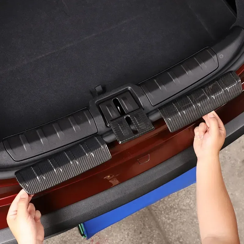 

For Porsche Taycan 2019-2024 Real Carbon Fiber Car Trunk Door Sill Protector Strip Cover Trim Car Accessories