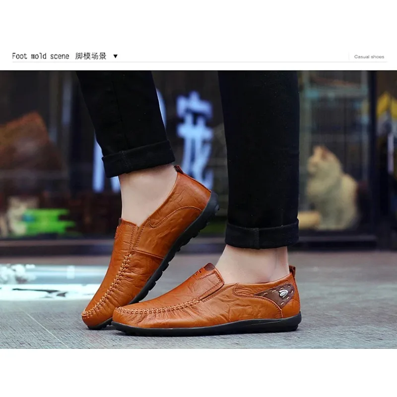 

Luxury Brand Comfortable Men Casual Driving Shoes Plus Size 37-47 Leather Men Fashion Leather Genuine High Quality