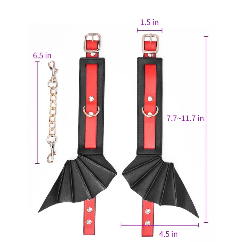أصفاد جنسية على شكل خفاش مع أجنحة جلدية قابلة للتعديل ثلاثية الأبعاد SM دعامة لضبط الجسم للزوجين يمزح لعبة الجنس للبالغين