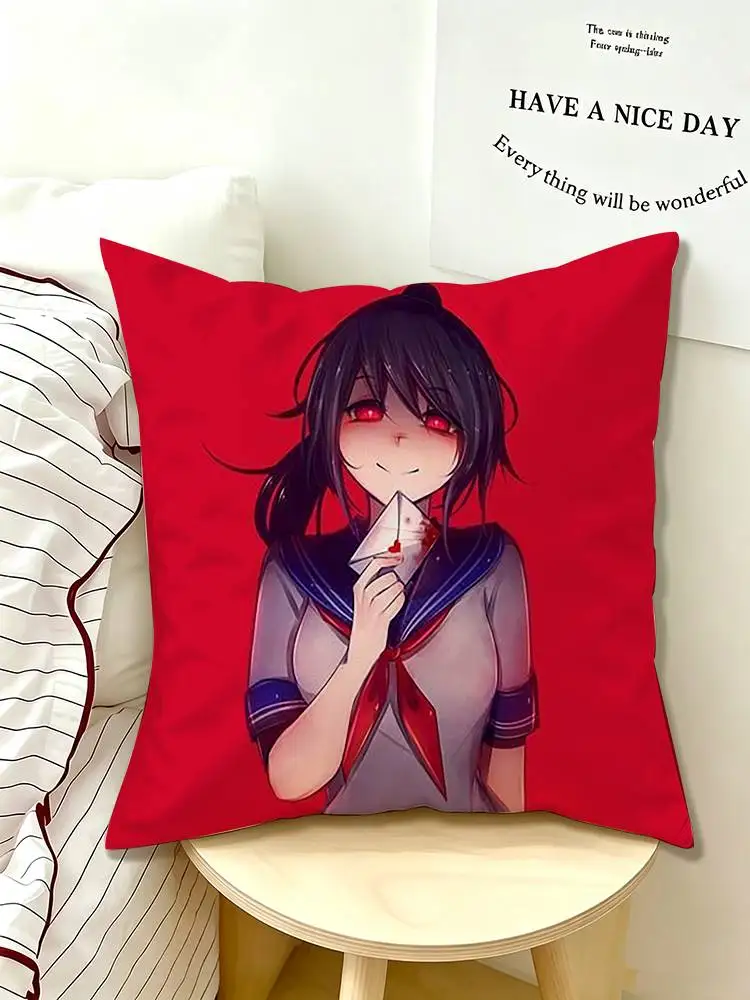 Horror Game Y-Yandere Simulator  Pillow Case Pattern Printed Pillowcase For Living Room Sofa Cushion Cover