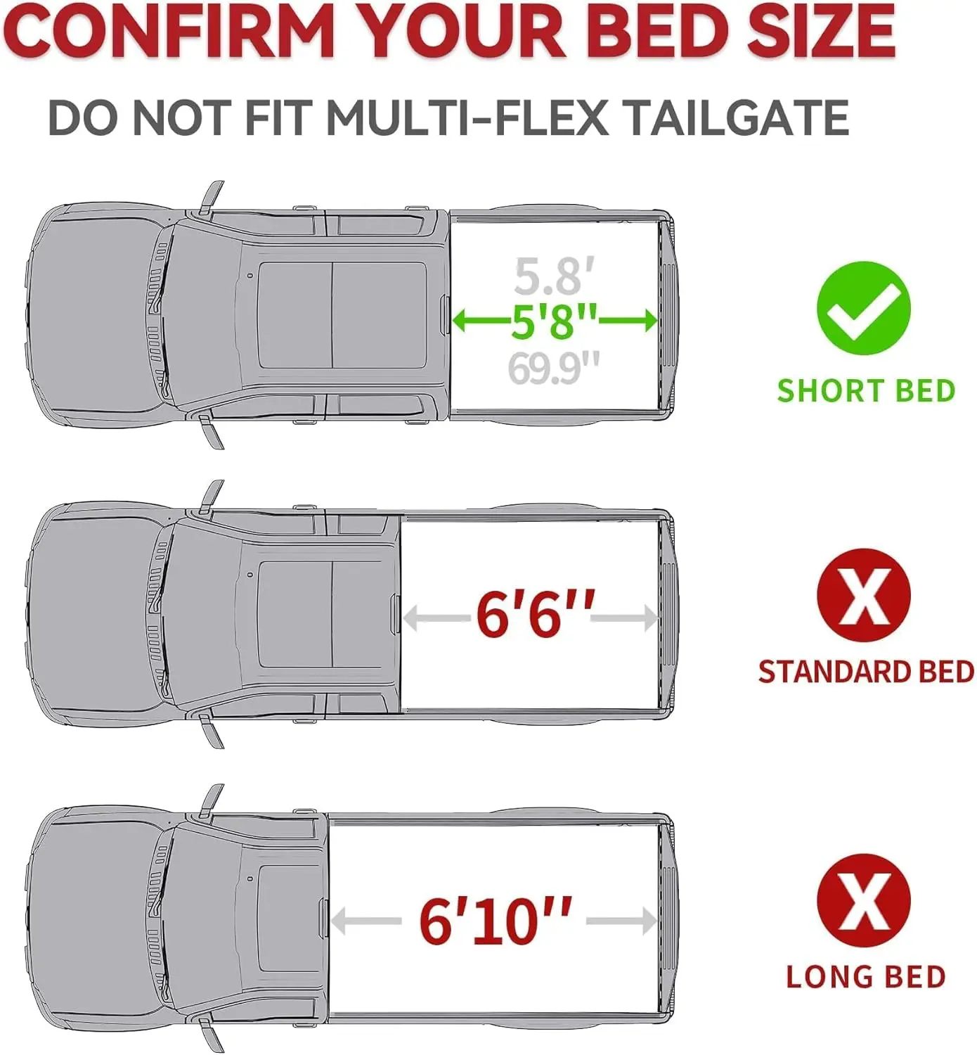 غطاء تونيو لسرير الشاحنة الصلب ثلاثي الطي FRP يناسب تشيفي سيلفرادو/جي إم سي سييرا 1500 نمط الجسم الجديد 2019-2025، فليتسايد 5.8 قدم