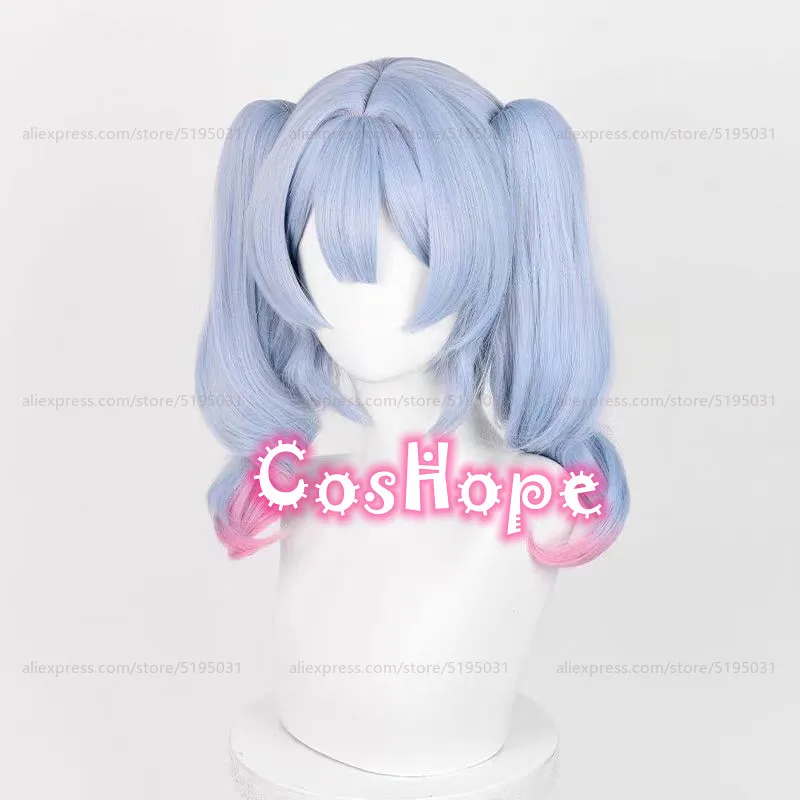 Miku Rabbit Hole Cosplay Wig 45cm Wig with Double Ponytails Blue Pink Gradient Wig Cosplay Anime Heat Resistant Synthetic Wigs