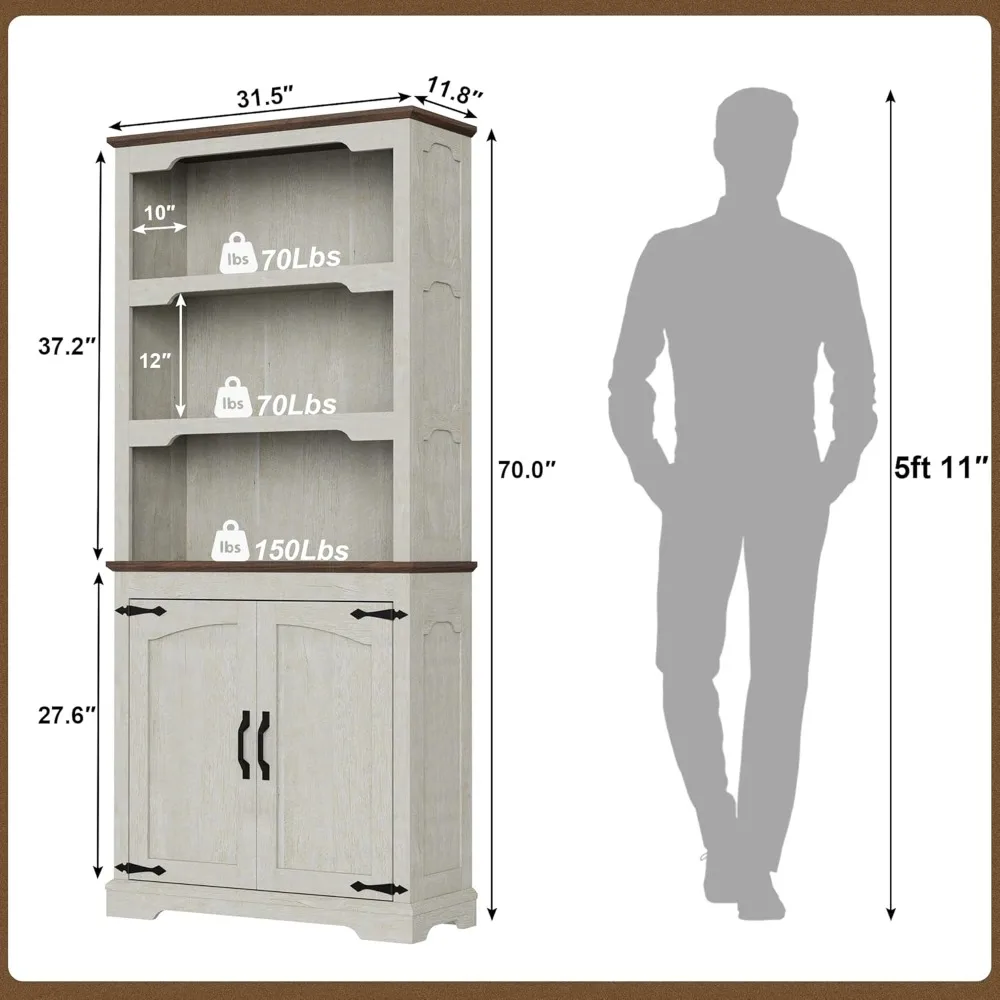 خزانة كتب مفتوحة للتخزين بطول 5 طبقات بطول 70 بوصة، بعرض 31.5 بوصة للمنزل والمكتب وغرفة النوم والاستخدام المدرسي