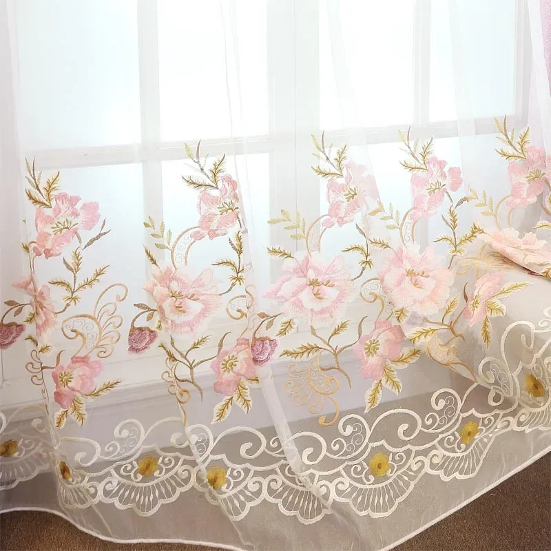 Klassische französische Fenstervorhänge für Schlafzimmer, hochwertige europäische Luxus-elegante bestickte Vorhänge für das Wohnzimmer – Detail 4