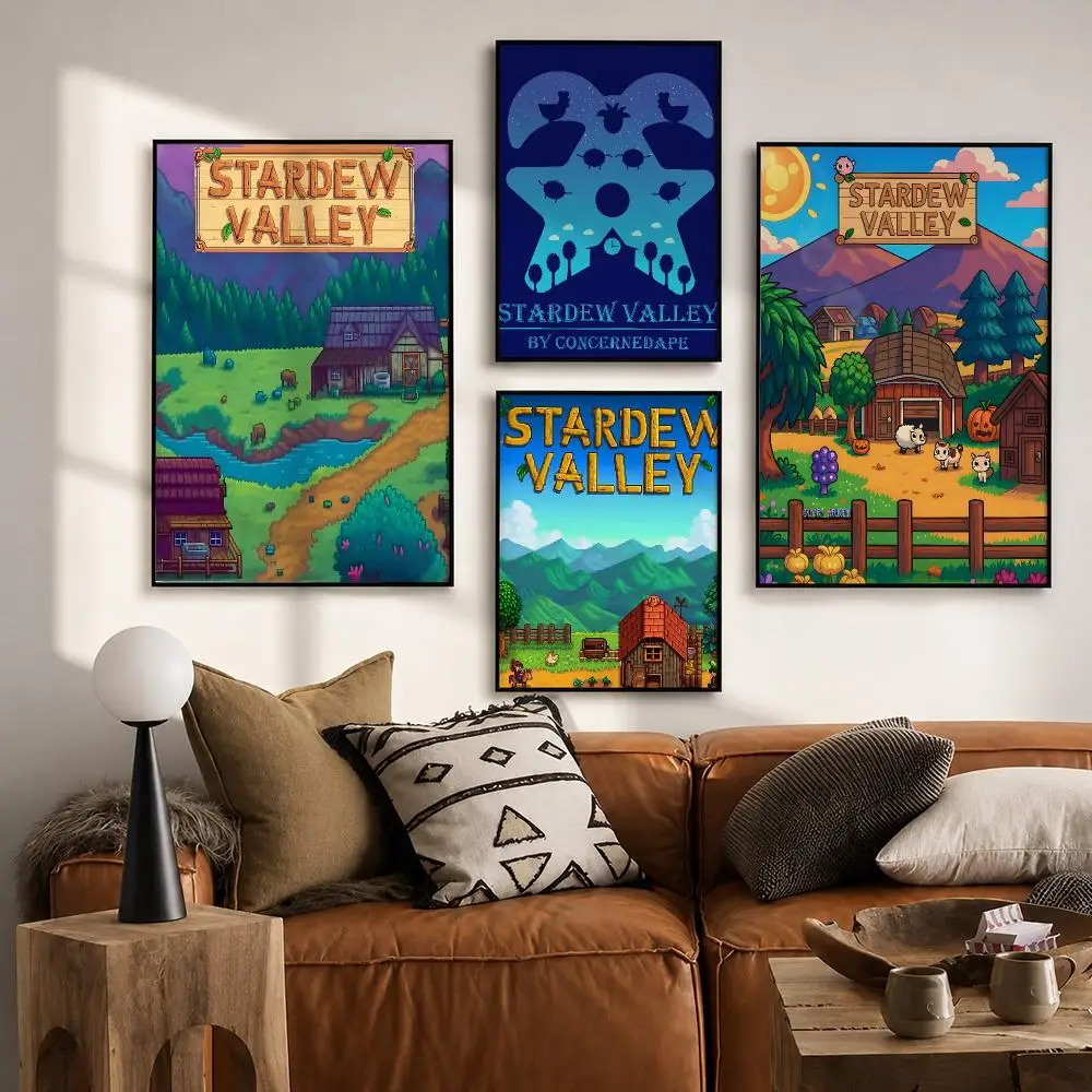 Noise-canceling Entertainment S-Stardew ValleyS Poster Vintage Retro Anime Poster Stickers Peel and Stick Wall Art Home Decor
