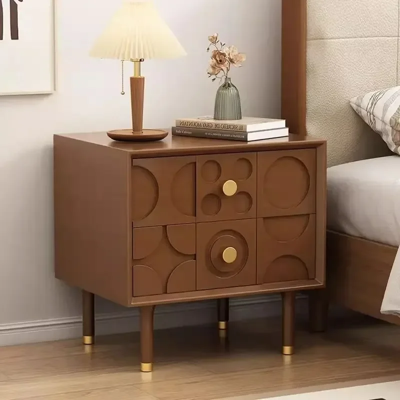 Nordic creative bedside table simple modern retro wind bedside table medium antique storage small cabinet carved bedside table