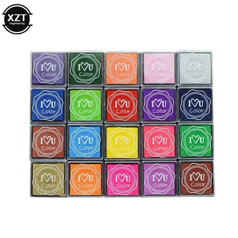 20 Pcs/lot Cute Cartoon DIY Ink Pad Plastic Stamp Fingerpaint Inkpad For Scrapbooking Decoaration 20 Colors