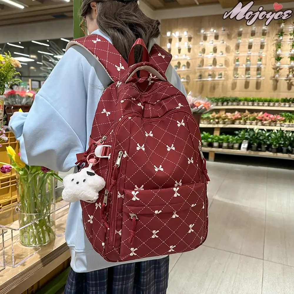 

Bowknot Backpack Sweet Cute School Bag Multiple Pockets Laptop Bags Casual Versatile Girl Daypack for Student Travel Shopping ﻿